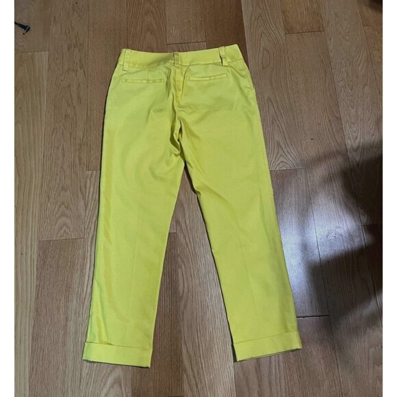 ALICE + OLIVIA Lemon Yellow Cuffed Cropped Pants Size 2 - Picture 2 of 8